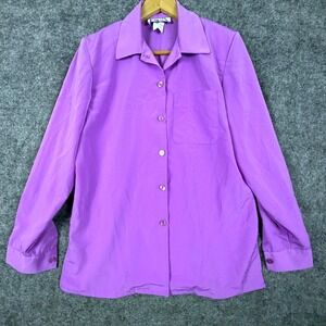 Vintage BFA Classics Office Blouse Shirt Womens Small Purple Button Up Classy